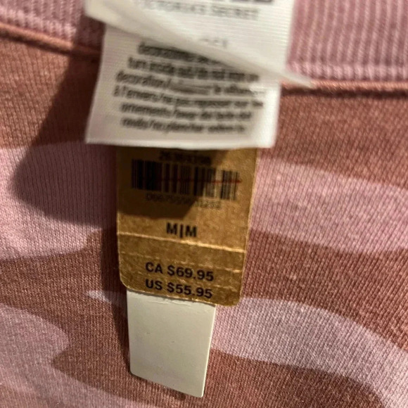 NWT VS Victoria’s Secret Pink Varsity Crew Sweatshirt Camo Pink - Picture 6 of 6